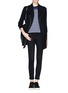 Figure View - Click To Enlarge - VINCE - Leather trim wool cashmere open cardigan