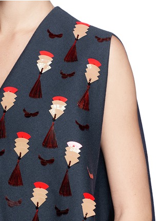 Detail View - Click To Enlarge - DELPOZO - Fan sequin felted wool-silk flare dress