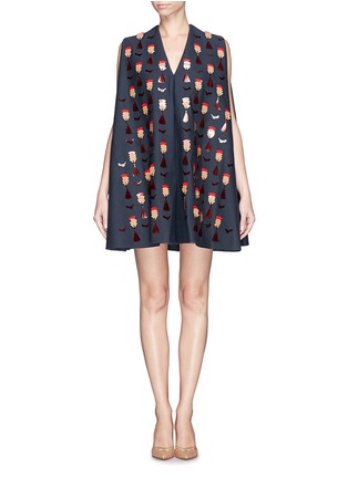 Main View - Click To Enlarge - DELPOZO - Fan sequin felted wool-silk flare dress