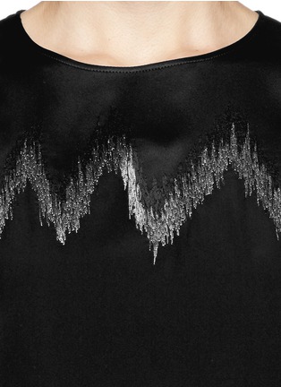 Detail View - Click To Enlarge - EMILIO PUCCI - Metallic zigzag embroidery silk top