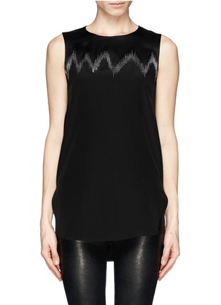 Main View - Click To Enlarge - EMILIO PUCCI - Metallic zigzag embroidery silk top