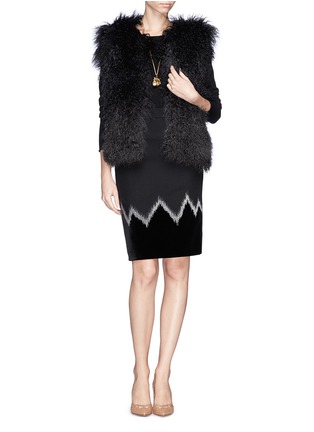 Figure View - Click To Enlarge - EMILIO PUCCI - Zigzag lurex jacquard velvet wool blend pencil skirt
