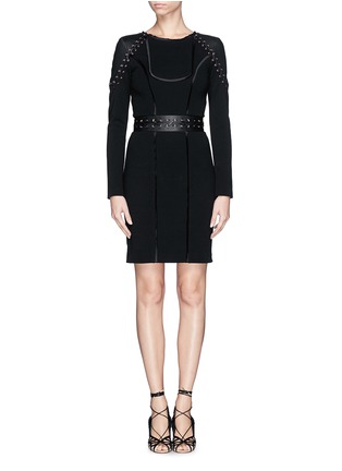 Main View - Click To Enlarge - EMILIO PUCCI - Leather lace up jersey knit sheath dress