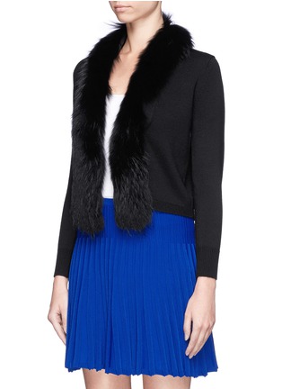 Front View - Click To Enlarge - DIANE VON FURSTENBERG - Raccoon fur trim wool cardigan