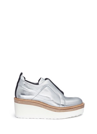 Main View - Click To Enlarge - PIERRE HARDY - 'Mega Slider' elastic band metallic leather wedge sneakers