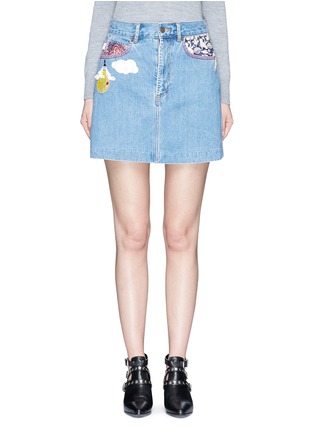 Main View - Click To Enlarge - MARC JACOBS - Mixed patch denim skirt