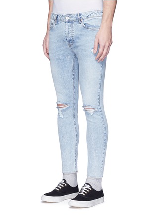 Front View - Click To Enlarge - TOPMAN - Distressed cropped skinny jeans