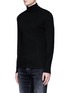 Front View - Click To Enlarge - TOPMAN - Turtleneck rib knit long sleeve T-shirt