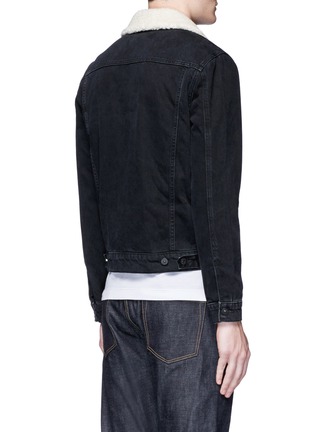Back View - Click To Enlarge - TOPMAN - Detachable faux shearling collar denim jacket