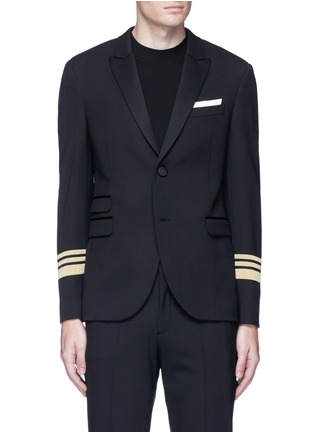 Main View - Click To Enlarge - NEIL BARRETT - Stripe cuff slim fit tuxedo blazer