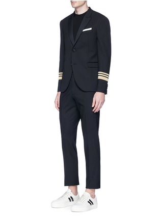 Figure View - Click To Enlarge - NEIL BARRETT - Stripe cuff slim fit tuxedo blazer