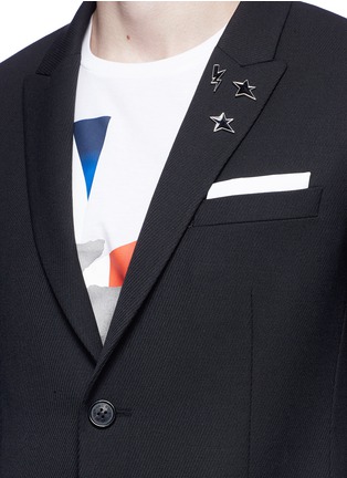 Detail View - Click To Enlarge - NEIL BARRETT - Thunderbolt lapel pin slim fit blazer