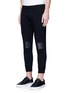 Front View - Click To Enlarge - NEIL BARRETT - Eco leather knee cropped biker jogging pants