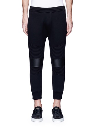 Main View - Click To Enlarge - NEIL BARRETT - Eco leather knee cropped biker jogging pants
