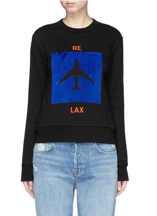 Main View - Click To Enlarge - ÊTRE CÉCILE - 'Re Lax' velvet airplane cotton fleece sweatshirt