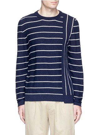 Main View - Click To Enlarge - COVERT - Contrast stripe Merino wool blend sweater