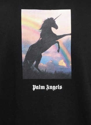 Detail View - Click To Enlarge - PALM ANGELS - Unicorn print short sleeve hoodie