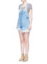 Front View - Click To Enlarge - 72877 - Staggered hem denim pinafore dress
