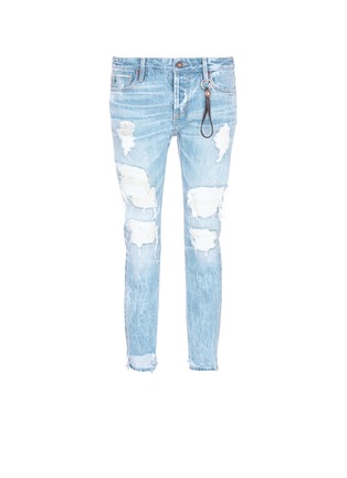 Main View - Click To Enlarge - 72877 - 'Savanna' distressed staggered hem slim fit jeans