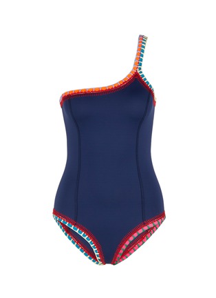 Main View - Click To Enlarge - KIINI - 'Tasmin' crochet trim one-shoulder swimsuit