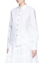 Front View - Click To Enlarge - ANAÏS JOURDEN - Pleated cutout sleeve poplin shirt