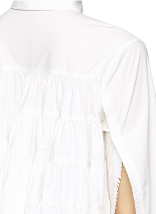 Detail View - Click To Enlarge - ANAÏS JOURDEN - Tiered back cutout sleeve cotton shirt dress