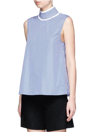 Front View - Click To Enlarge - ANAÏS JOURDEN - Gingham check pleated collar sleeveless top