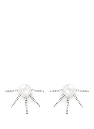 Detail View - Click To Enlarge - VENNA - Strass pavé pearl star fringe drop earrings