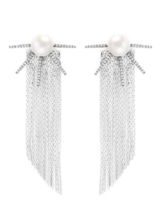 Main View - Click To Enlarge - VENNA - Strass pavé pearl star fringe drop earrings