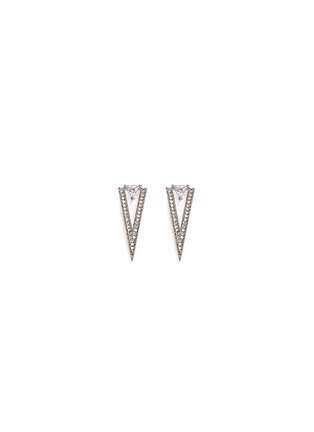 Detail View - Click To Enlarge - VENNA - Strass pavé triangle fringe drop earrings