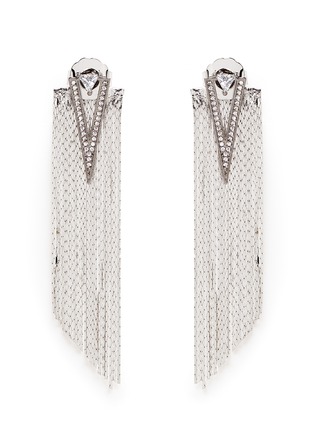Main View - Click To Enlarge - VENNA - Strass pavé triangle fringe drop earrings