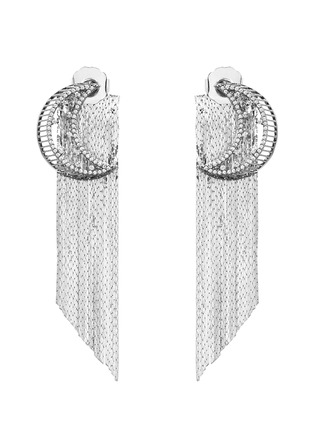 Main View - Click To Enlarge - VENNA - Strass pavé moon fringe drop earrings