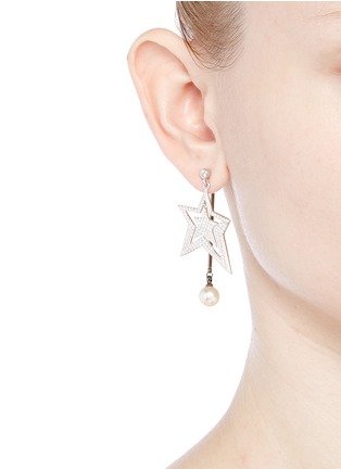 Figure View - Click To Enlarge - VENNA - Strass pavÃ© star faux pearl drop earrings
