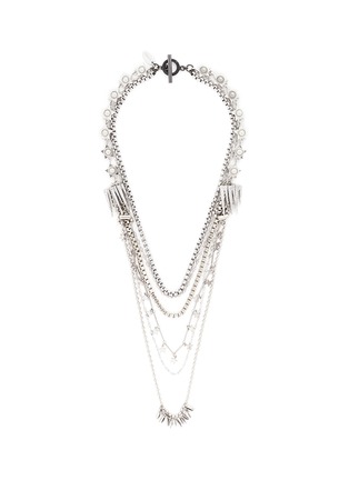 Main View - Click To Enlarge - VENNA - Pearl star fringe mix chain necklace
