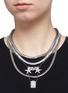 Figure View - Click To Enlarge - VENNA - 'Love' zircon pavé pendant mix chain necklace