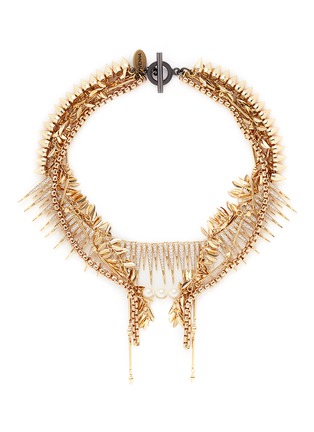 Main View - Click To Enlarge - VENNA - Strass pavé fringe mix chain necklace
