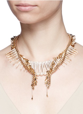 Figure View - Click To Enlarge - VENNA - Strass pavé fringe mix chain necklace