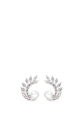 Main View - Click To Enlarge - CZ BY KENNETH JAY LANE - Faux pearl cubic zirconia vine clip earrings