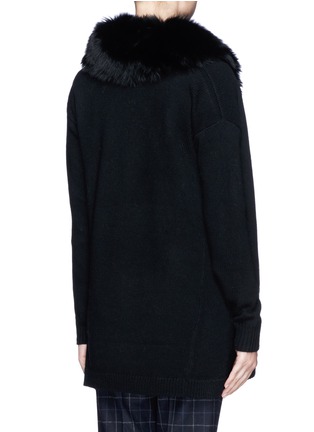 Back View - Click To Enlarge - THEORY - 'Farlee' detachable fox fur collar cardigan