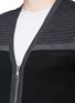 Detail View - Click To Enlarge - NEIL BARRETT - Shoulder panel Merino wool zip cardigan