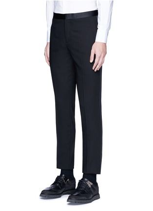 Front View - Click To Enlarge - NEIL BARRETT - Satin tuxedo stripe virgin wool pants