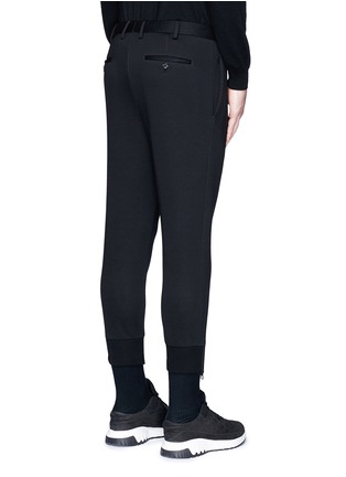 Back View - Click To Enlarge - NEIL BARRETT - Zip cuff bonded jersey tailored pants