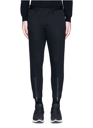 Main View - Click To Enlarge - NEIL BARRETT - Zip cuff bonded jersey tailored pants