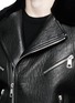 Detail View - Click To Enlarge - NEIL BARRETT - Lamb shearling collar leather biker jacket
