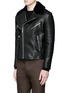 Front View - Click To Enlarge - NEIL BARRETT - Lamb shearling collar leather biker jacket