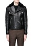 Main View - Click To Enlarge - NEIL BARRETT - Lamb shearling collar leather biker jacket