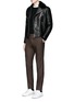 Figure View - Click To Enlarge - NEIL BARRETT - Lamb shearling collar leather biker jacket