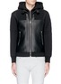 Main View - Click To Enlarge - NEIL BARRETT - Leather front bonded jersey double zip hoodie