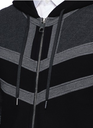 Detail View - Click To Enlarge - NEIL BARRETT - Panelled bonded jersey zip hoodie