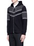 Front View - Click To Enlarge - NEIL BARRETT - Panelled bonded jersey zip hoodie